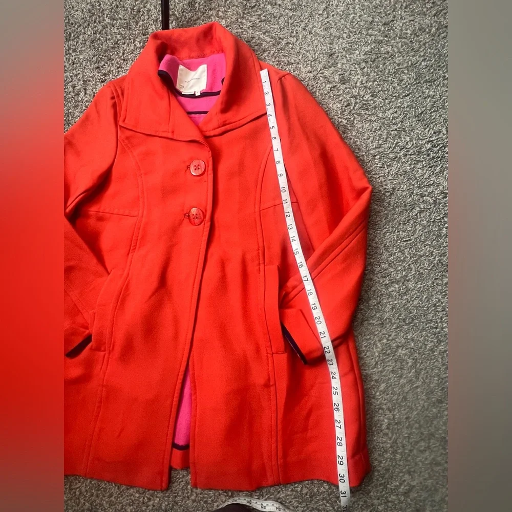 Anthropologie Tailored Chic‎ Vibrant Orange  Trench Coat